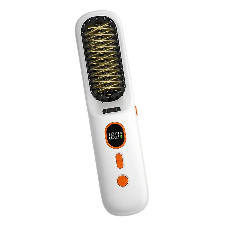 Cordless Hair Straightener Brush Manufacturer - New Portable Wireless Infrared Heated Comb with Digital LCD Display