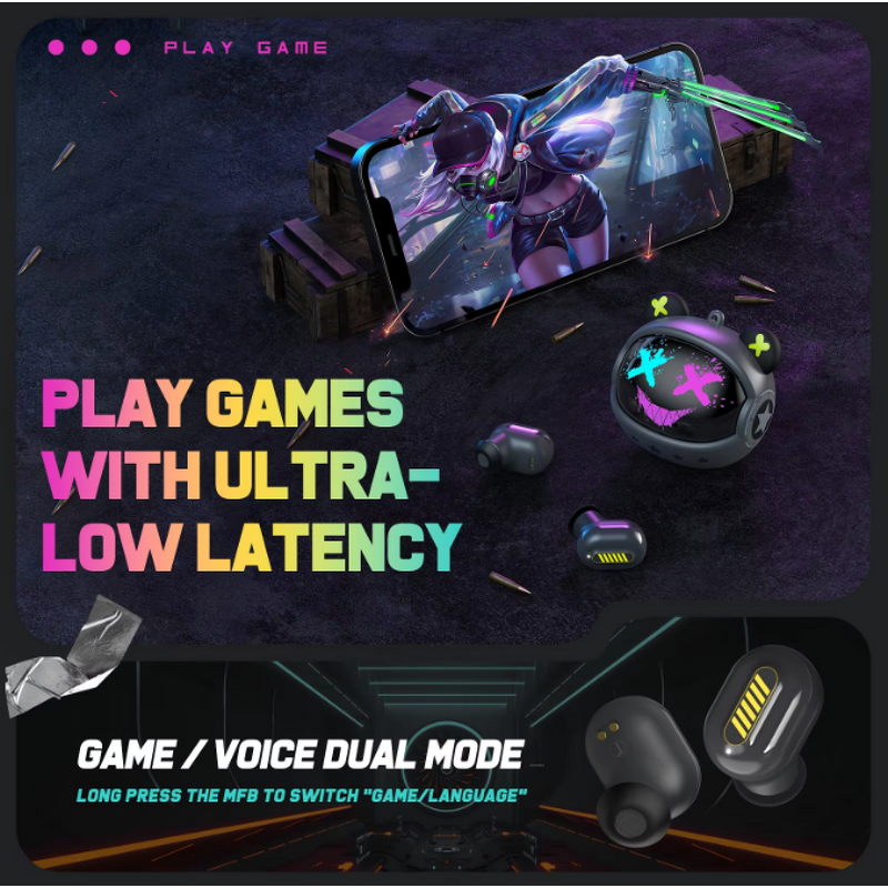 Gaming Earbuds Manufacturer - TWS Gaming Cool Bear High-performance In-ear with HIFI Sound Effects Low Latency