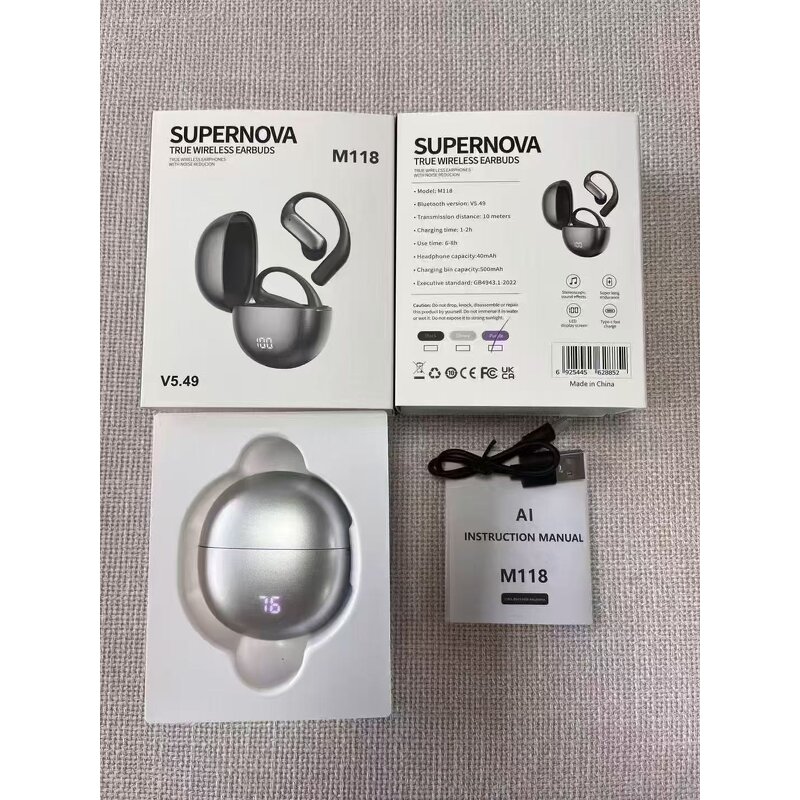 AI Translator Earbuds Manufacturer - 2025 New Hot Selling M118 Real-time Translation Open-ear TWS Headset for Travel Business