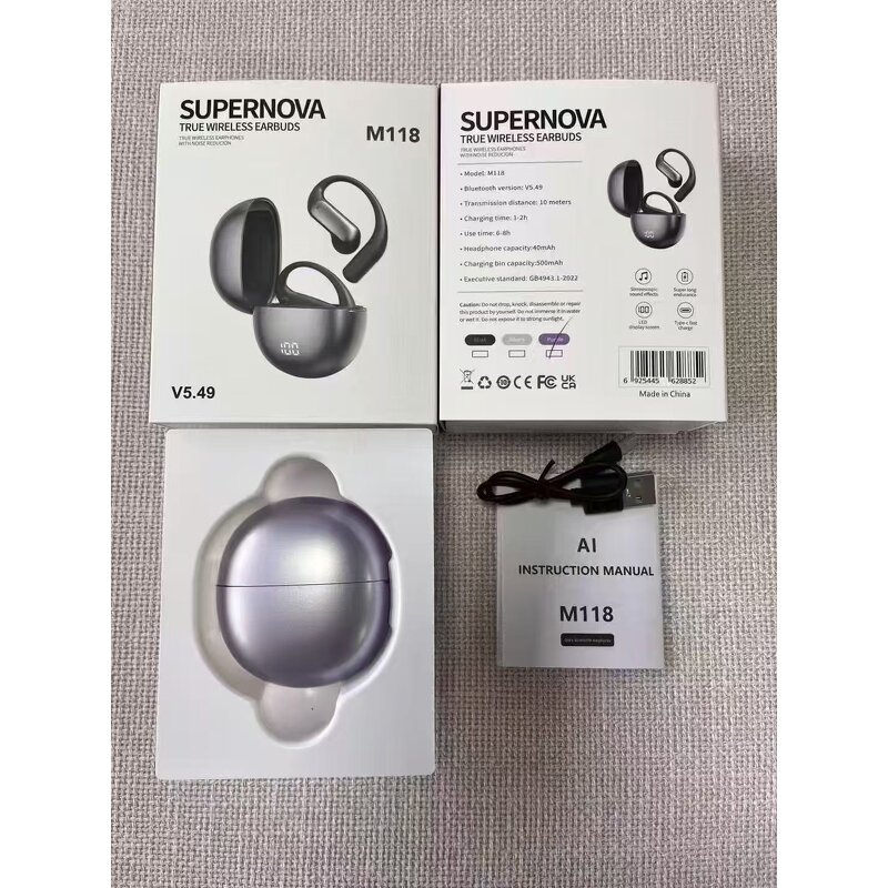 AI Translator Earbuds Manufacturer - 2025 New Hot Selling M118 Real-time Translation Open-ear TWS Headset for Travel Business