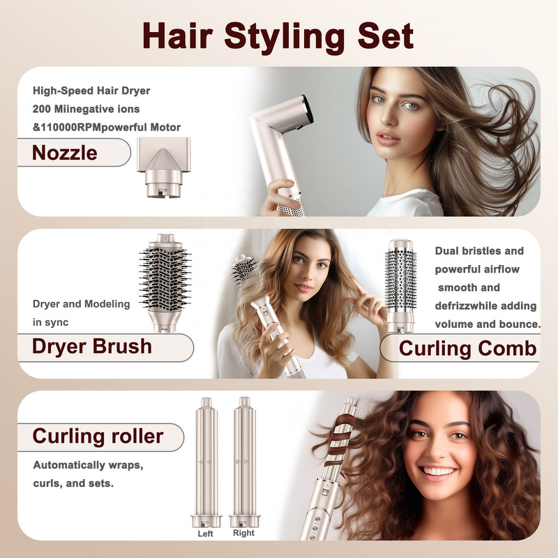 Hair Styling Tool Manufacturer - Hd430 Flex Air Multi-function 4 in 1flex Negative Ionic Automatic Curling Iron Hair Dryer and Curler