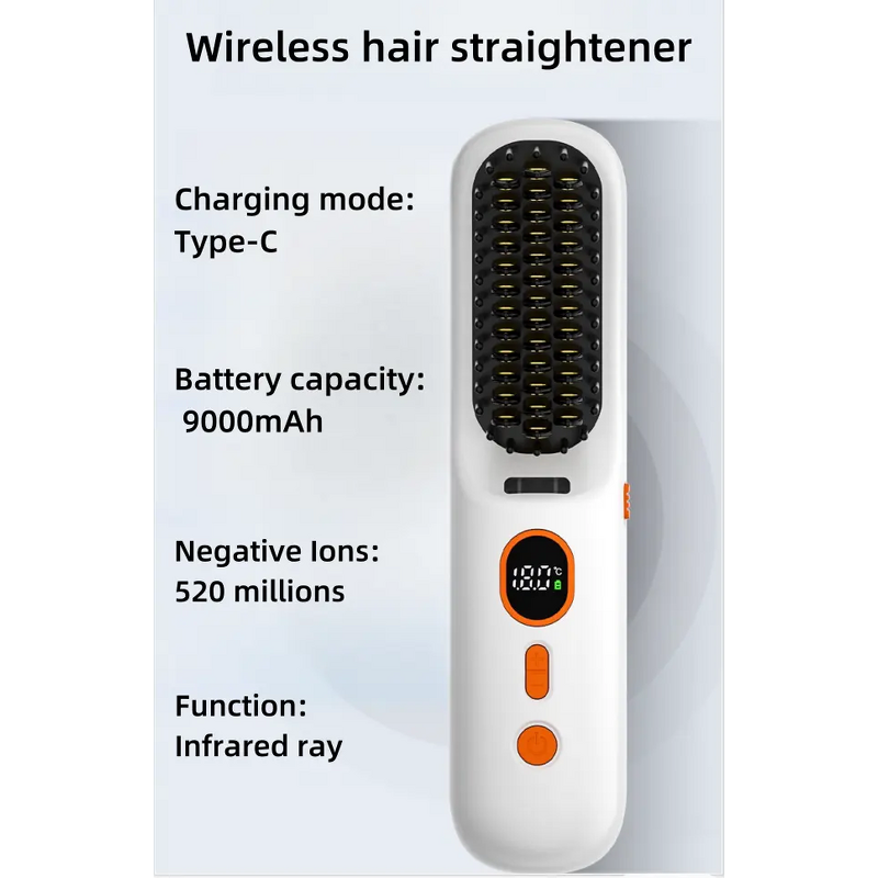 Rechargeable Hair Straightener Manufacturer - Portable Wireless Straightening Comb Negative Ion Type C Dual-purpose Electric Splint Fluffy Curl