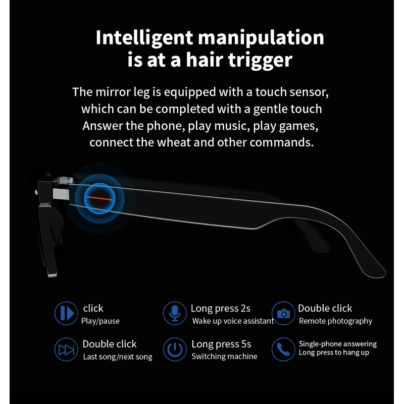 Smart Glasses Manufacturer - 2025 Sanvnet E13-C Outdoor AI Translation Sunglasses Wearable Headset Gesture Control Music BT Speaker