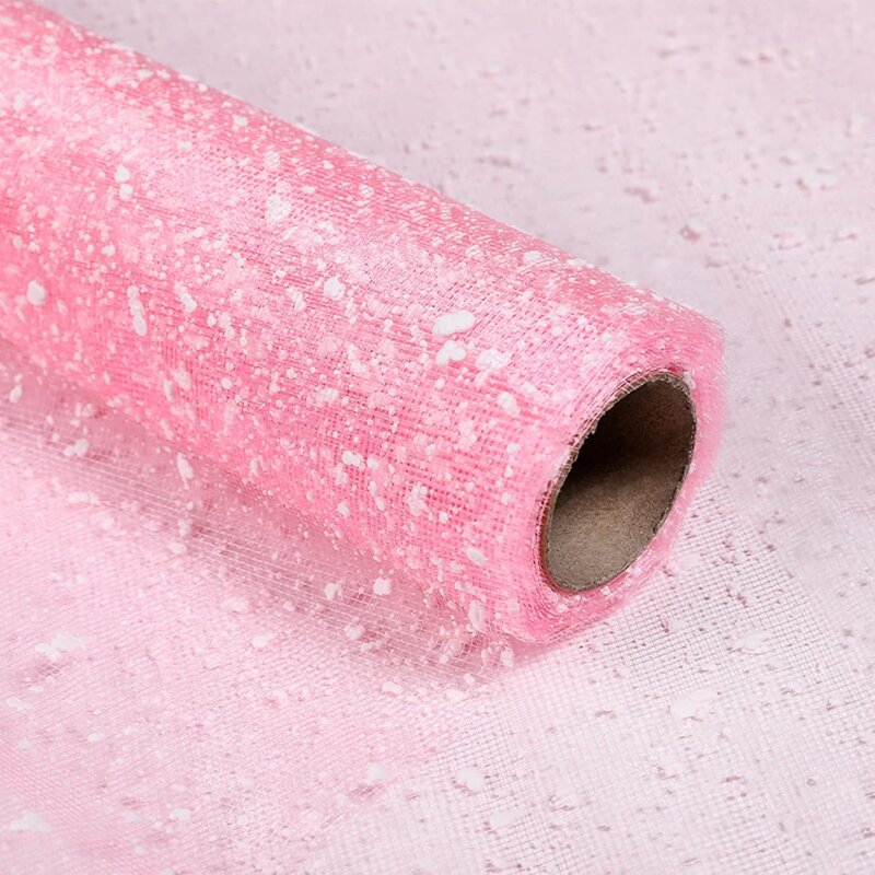 Flower Wrapping Mesh Paper Manufacturer - 1 Roll Snow Dots Waterproof Resin 100% Polyester Florist Bouquet for Wedding Birthday