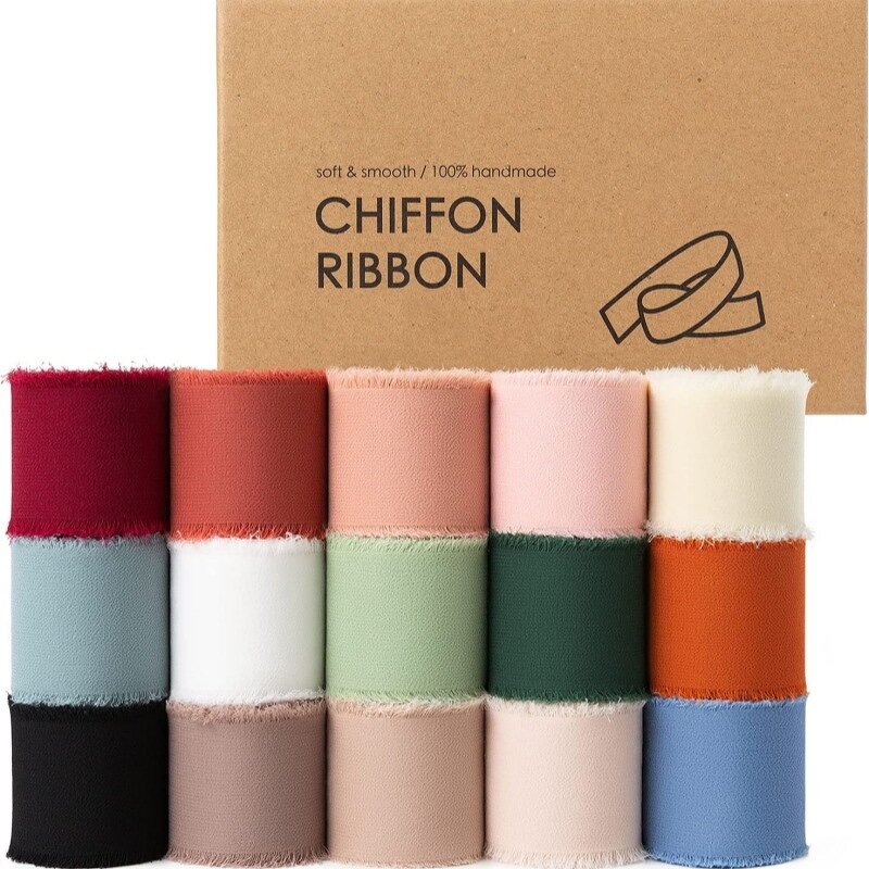 Chiffon Ribbons Manufacturer - Multicolour Handmade for Flowers Ribbon Gift Wrapping for Wedding Bridal Bouquets Decorations