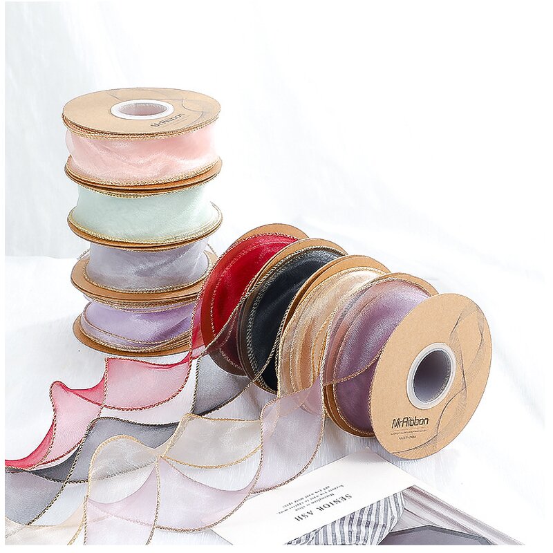 Chiffon Ribbon Spool Manufacturer - 4cm Sheer Organza for Crafts Floral Bouquets Wedding Car Party Decorations