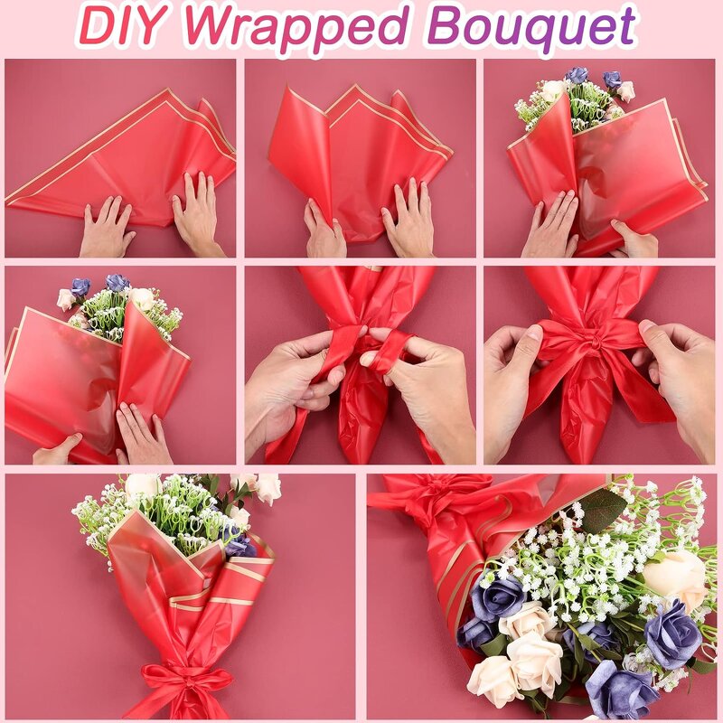 Flower Wrapping Paper Manufacturer - Wholesale Gold Edge Waterproof Korean Floral Bouquet Gift Wrapping for Decoration