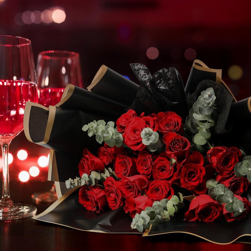 Golden Border PVC Tissue Paper Manufacturer - Waterproof Jelly Film Flower Synthetic Wrap Gravure Printing Tea Gift Wrapping