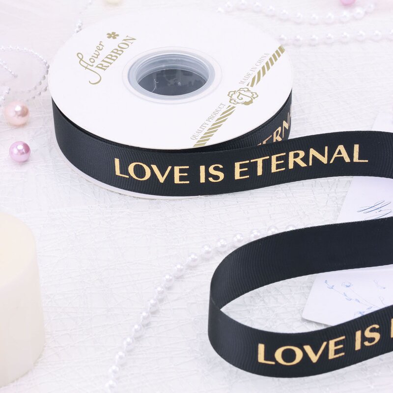 Satin Ribbon Roll Manufacturer - Wholesale 2.5cm*40Yard Love Is Eternal Floral Polyester Customized Gift Silk for Valentine's