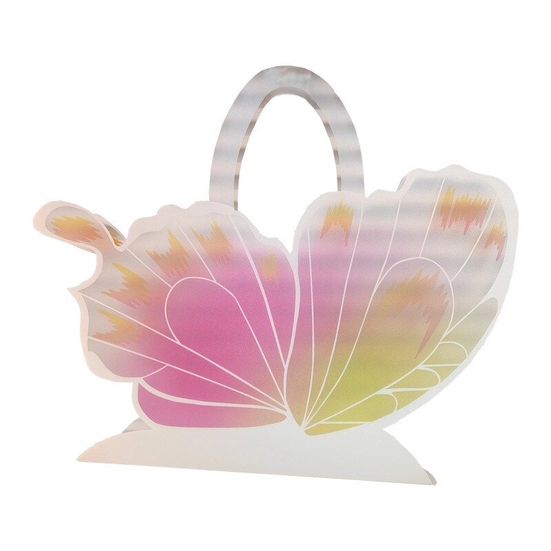 PVC Butterfly Handheld Flower Bag Manufacturer - 2025 New Design Floral Carrier Wrap for Valentine's Day Double Side Coating