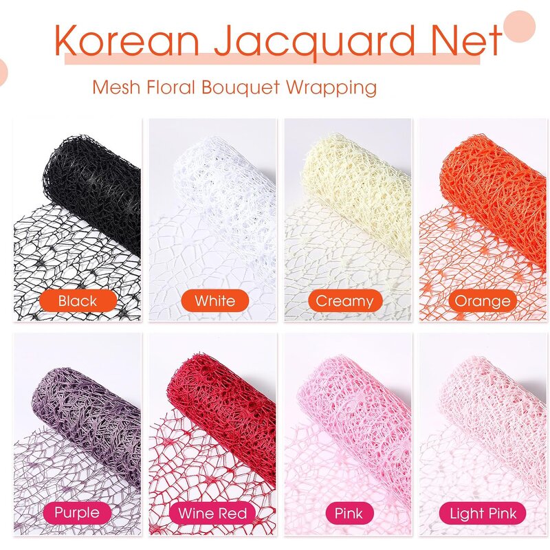 Flower Mesh Roll Manufacturer - Wholesale Gift Wrapping Polyester Korean Jacquard with 31 Colors and Waterproof