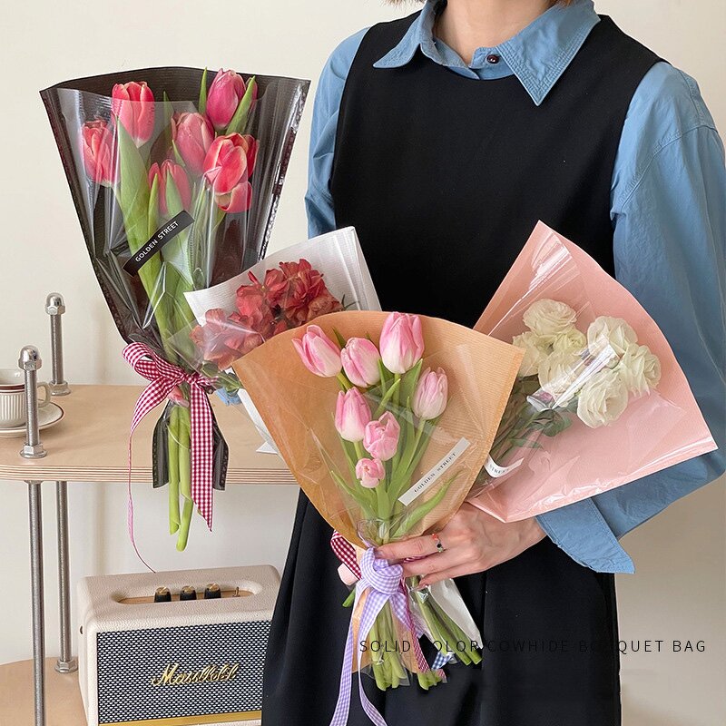 Kraft Brown Floral Wrapping Paper Bag Manufacturer - for Flower Bouquets Mother's Day Graduation Gift Packing Ribbon Bulk Sleeves