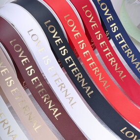 Satin Ribbon Roll Manufacturer - 2.5cm Hot Stamping Alphabet Threaded Polyester Material Love Is Eternal Gift for DIY