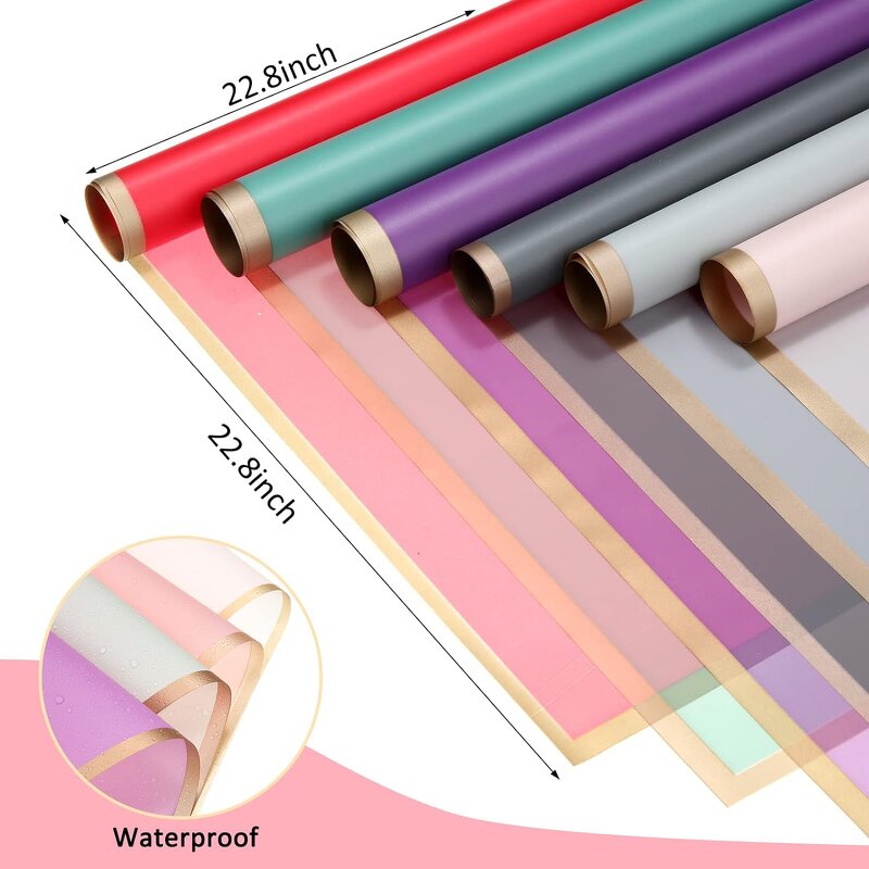 Flower Wrapping Paper Manufacturer - Wholesale Gold Edge Waterproof Korean Floral Bouquet Gift Wrapping for Decoration