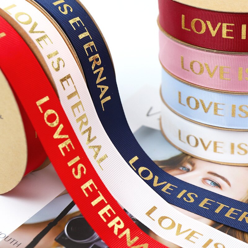 Satin Ribbon Roll Manufacturer - Wholesale 2.5cm*40Yard Love Is Eternal Floral Polyester Customized Gift Silk for Valentine's