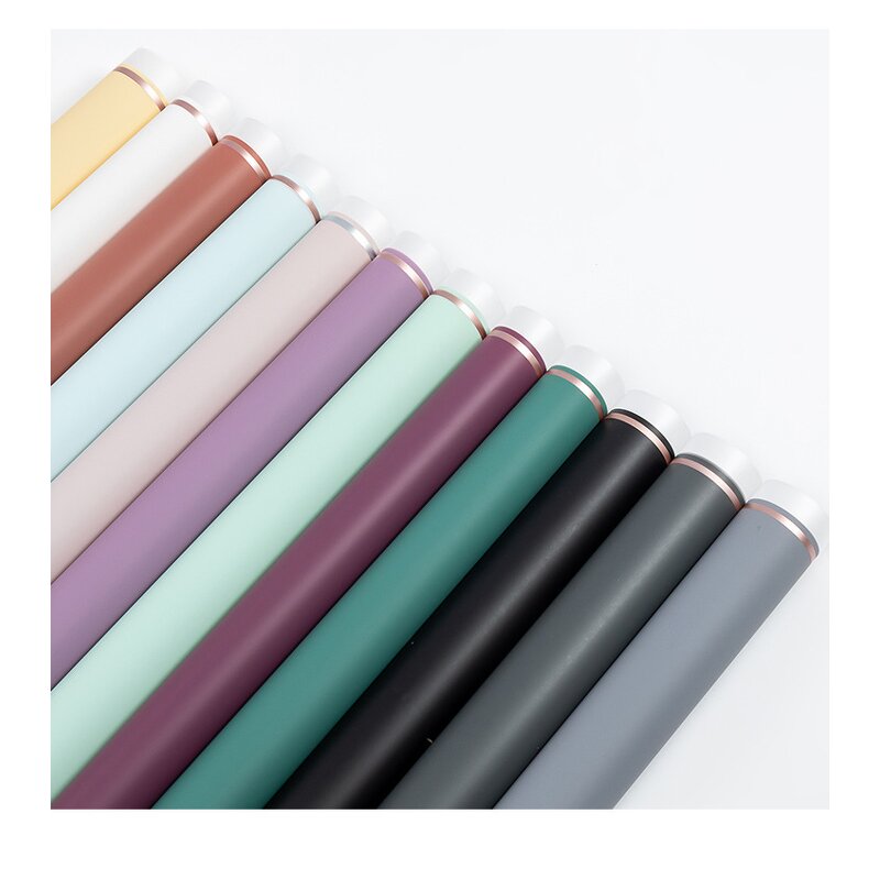 Flower Wrapping Paper Manufacturer - Gold Border Waterproof Double Side Coating for Valentine's Day Gift Bouquet Packaging