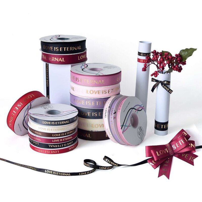Satin Ribbon Roll Manufacturer - Wholesale 2.5cm*40Yard Love Is Eternal Floral Polyester Customized Gift Silk for Valentine's