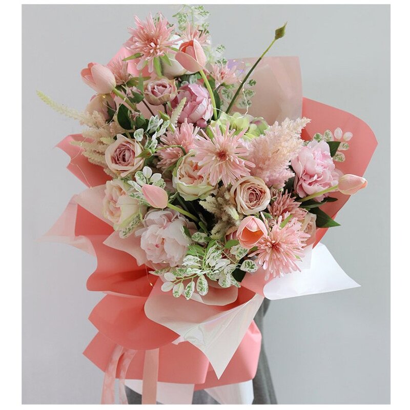 PVC Coated Flower Wrapping Paper Manufacturer - Wholesale 10 Sheets Rainbow Hard Candy Waterproof Florist Supplies for Gift