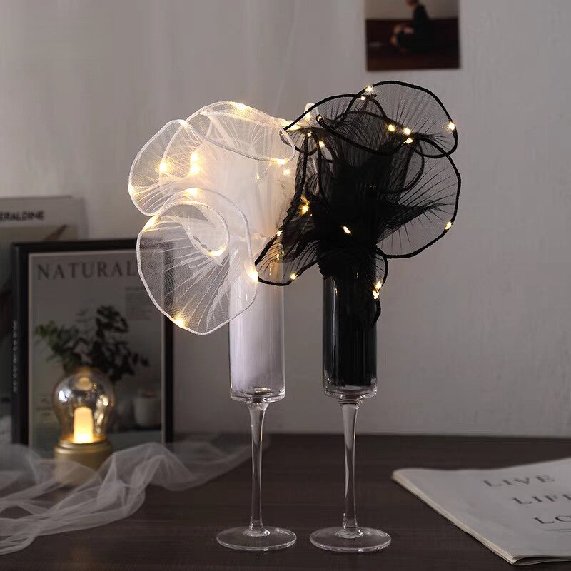 Korean Floral Mesh Wrapping Paper Manufacturer - 28cm x 2m Light Flower Ruffled Yarn for Gift Packaging and Decoration