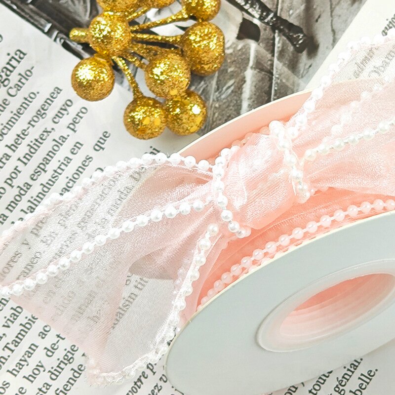 Pearl Fishtail Ribbon Manufacturer - 4cm*5yard DIY Materials Floral Polyester for Gift Bouquet Packaging and Decorations