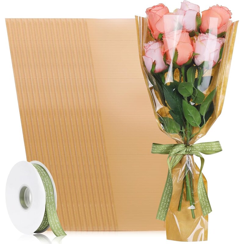 Kraft Brown Floral Wrapping Paper Bag Manufacturer - for Flower Bouquets Mother's Day Graduation Gift Packing Ribbon Bulk Sleeves