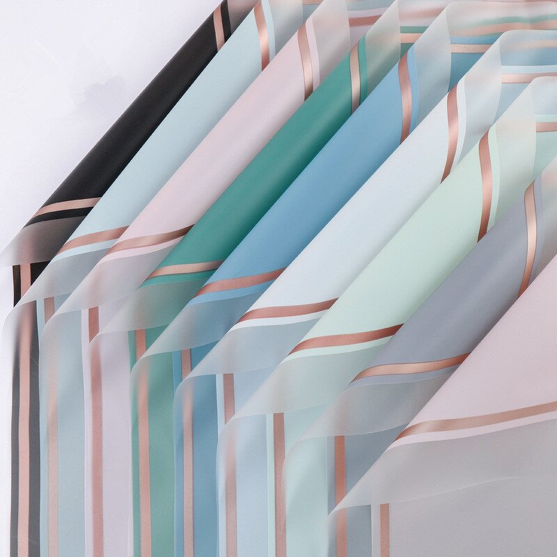 Flower Wrapping Paper Manufacturer - Gold Border Waterproof Double Side Coating for Valentine's Day Gift Bouquet Packaging