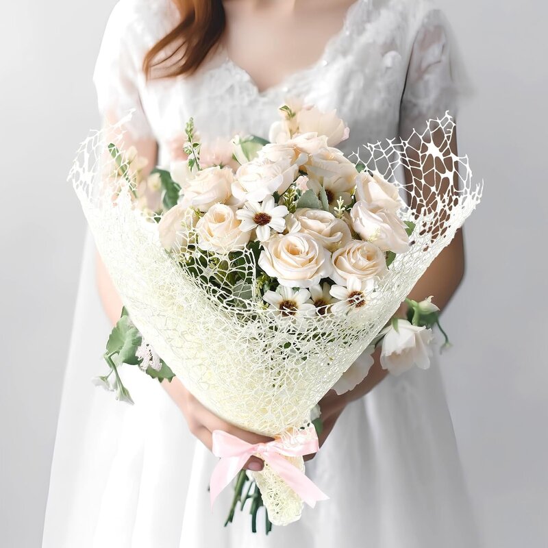 Flower Mesh Roll Manufacturer - Wholesale Gift Wrapping Polyester Korean Jacquard with 31 Colors and Waterproof