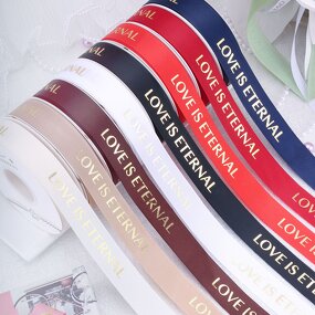 Satin Ribbon Roll Manufacturer - Wholesale 2.5cm*40Yard Love Is Eternal Floral Polyester Customized Gift Silk for Valentine's