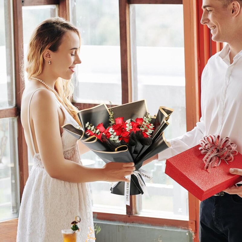 Golden Border PVC Tissue Paper Manufacturer - Waterproof Jelly Film Flower Synthetic Wrap Gravure Printing Tea Gift Wrapping