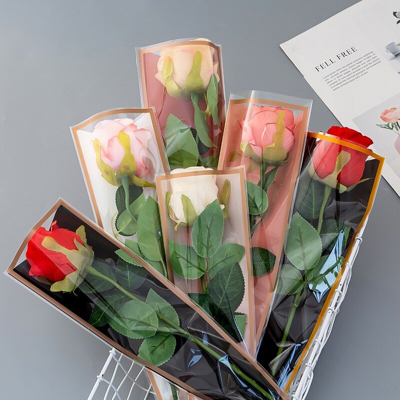 Transparent Plastic Bag Manufacturer - Wholesale Single-Flower Waterproof and Golden Border OPP with PP Material