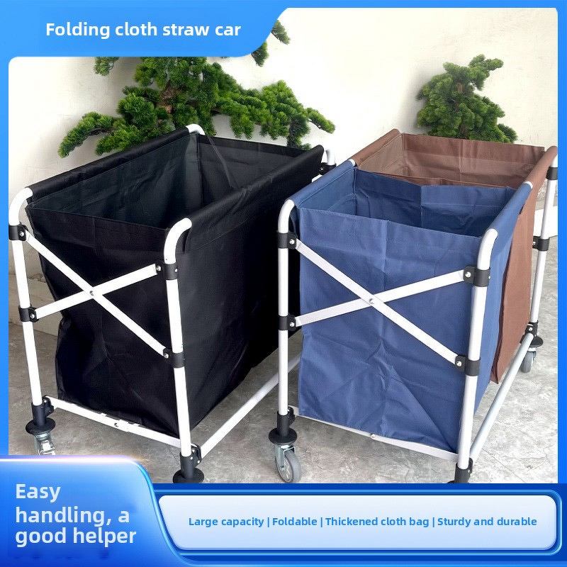 Linen Cart Manufacturer - Stainless Steel Folding Collection Trolley for Hotel Guest Rooms Workspaces and Car Service Cleaning Needs