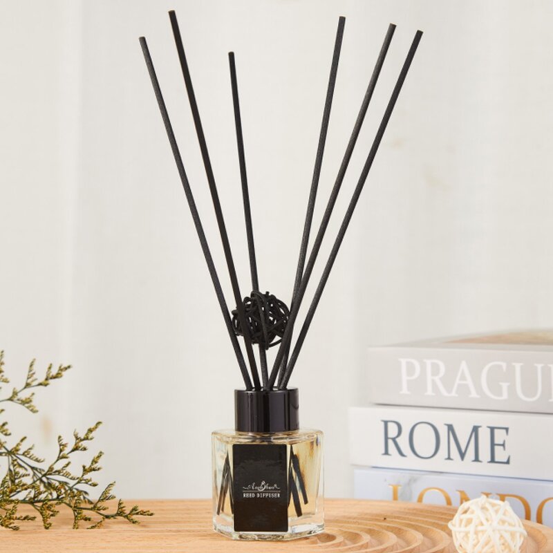 Reed Diffuser Manufacturer - Hot Sale Black Color with Fiber Sticks Fragrance Aroma Air Freshener for Home Wellness for Hotel Amenities