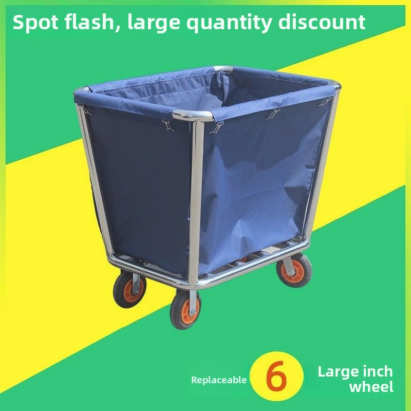 Cleaning Cart Manufacturer - Hotel Service Reinforced Stainless Steel with Plastic Linen Conical for Laundry Service