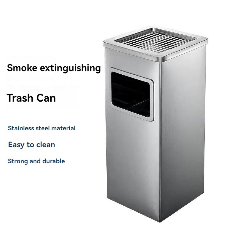 Trash Can Manufacturer - Large square Commercial Outdoor Vertical Stainless Steel