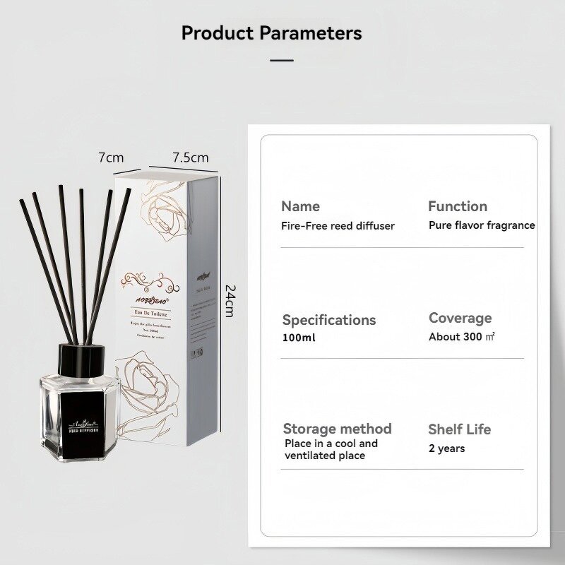 Reed Diffuser Set Manufacturer - No Fire Aromatherapy Hotel Lobby Aroma Diffuser with Glass Bottle Essential Oils Hotel Lobby Aroma Diffuser