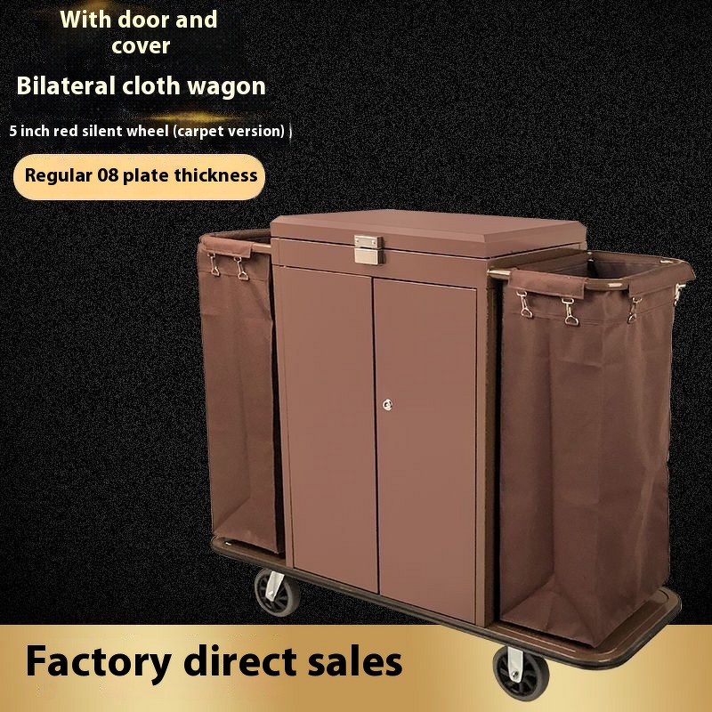 Hotel Linen Cart Manufacturer - Double-Sided with Trolley Door Cover for Guest Room Collection and Cleaning Work