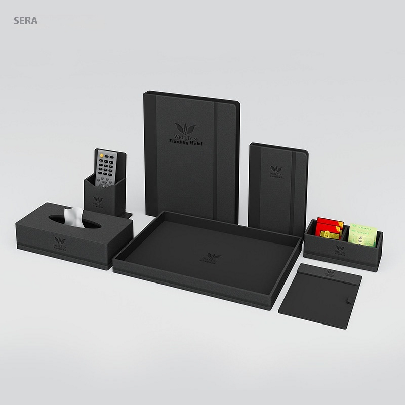 Leather Hotel Amenities Set Manufacturer - High-End Eco Tissue Box Trash Can Memo Tray Direct Factory Supply