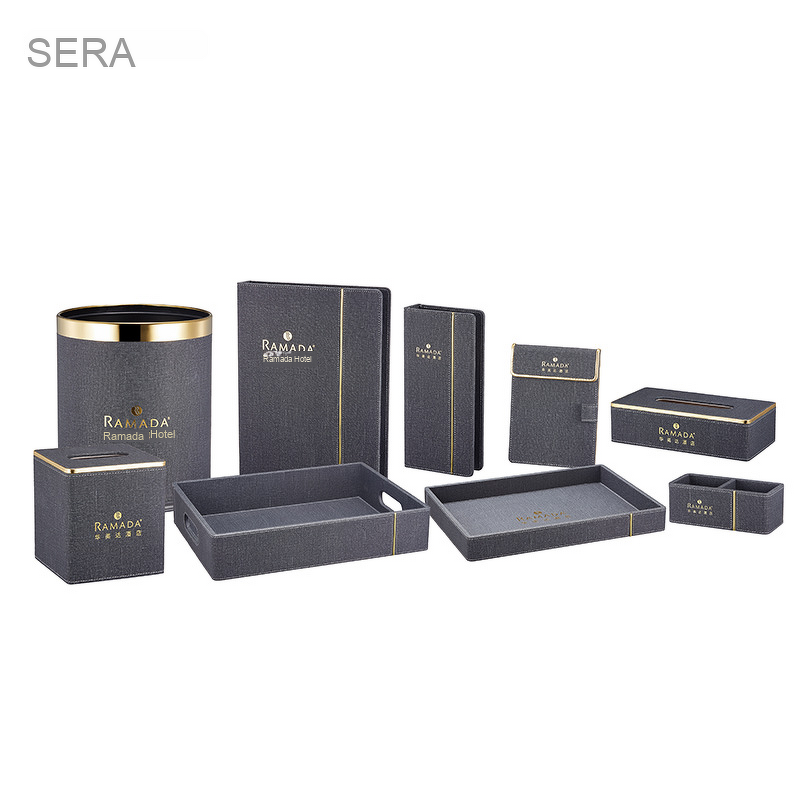 Leather Hotel Amenities Set Manufacturer - High-End Eco Tissue Box Trash Can Memo Tray Direct Factory Supply