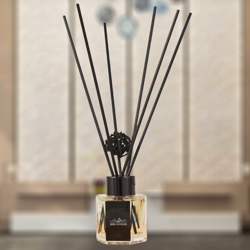 Reed Diffuser Manufacturer - Hot Sale Black Color with Fiber Sticks Fragrance Aroma Air Freshener for Home Wellness for Hotel Amenities