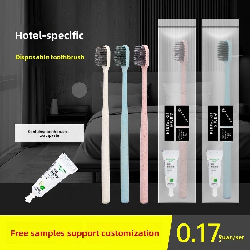 Toothbrush Set Manufacturer - Wholesale Hotel Disposable Soft Bristle Straw Design Plastic with Toothpaste & Comb B&B Hotel Supplies