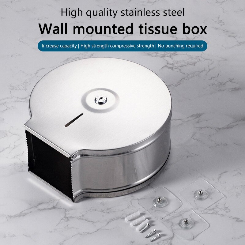 Roll Paper Rack Manufacturer - Stainless Steel Large Roll Paper Box Hotel Mall Bathroom Wall Mounted Waterproof Large Roll Paper Box