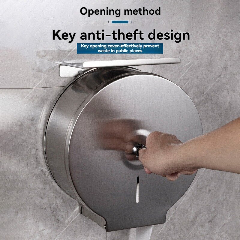 Roll Tissue Holder Manufacturer - Stainless Steel Wall-Mounted Large for Hotels Waterproof Bathroom Toilet Large Roll Tissue Dispenser