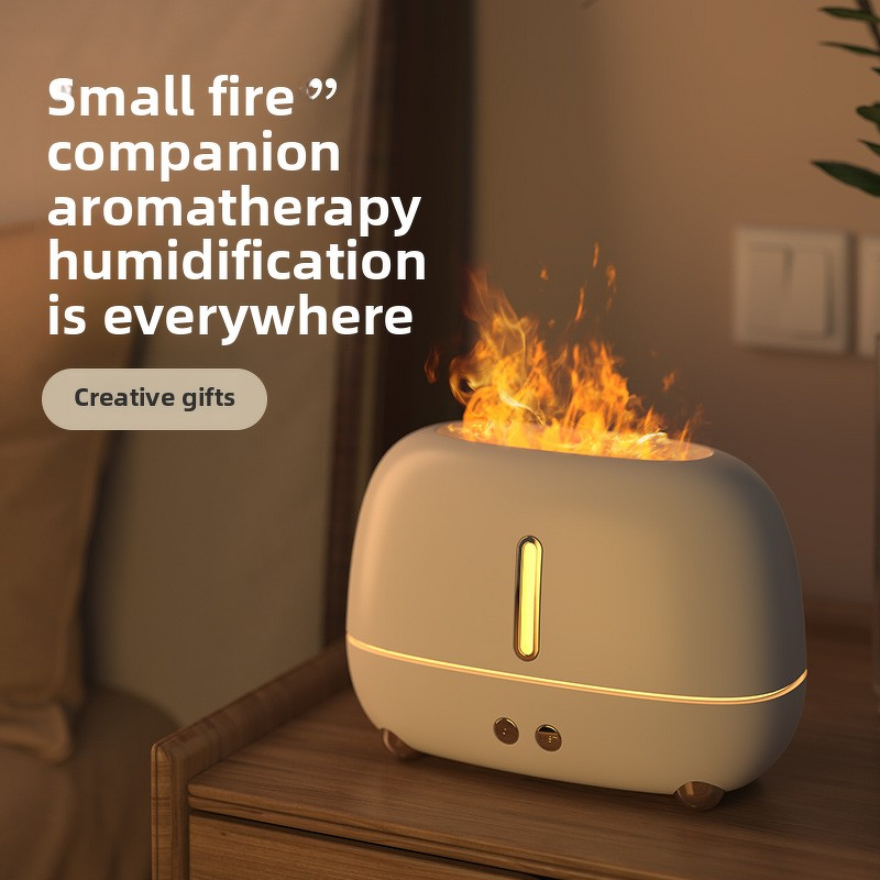 Ultrasonic Atomizer Manufacturer - Seven Color Gradient Creative Mute Household Aromatherapy Flame Humidifier with USB Power 1-Year Warranty