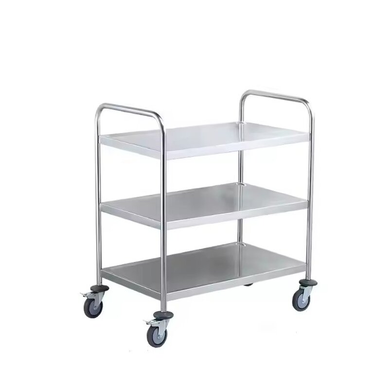 Handcart Manufacturer - Restaurant Catering Service Stainless Steel Three-layer Wholesale Kitchen Commercial Detachable Wine Beverage Delivery