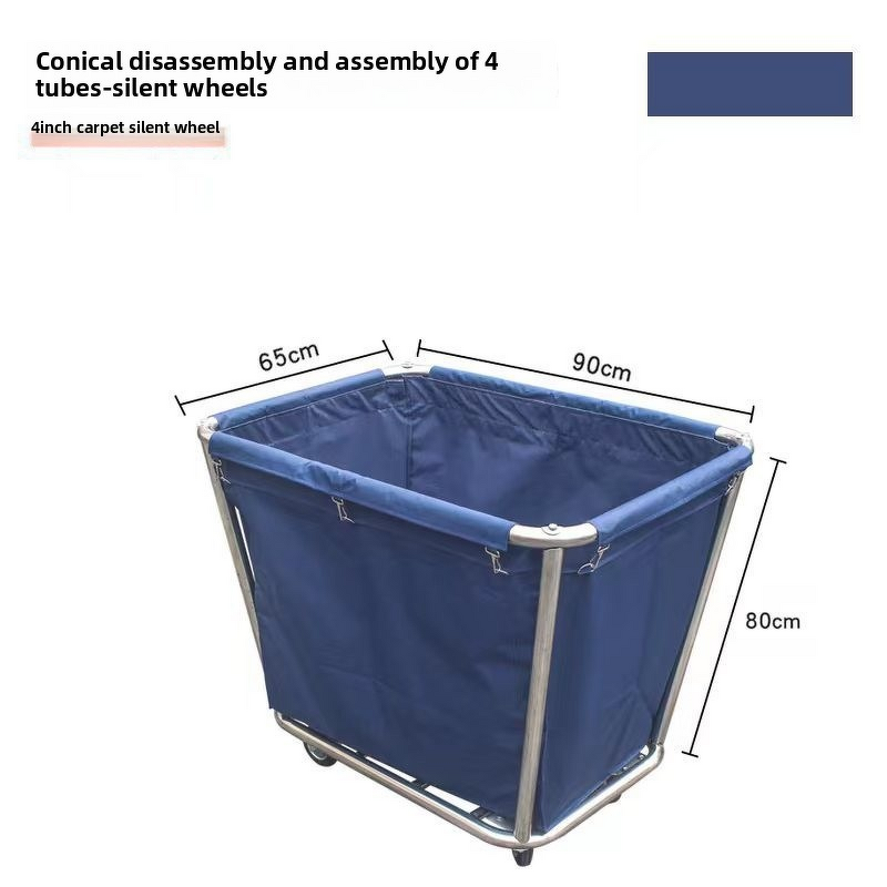 Linen Cart Manufacturer - Hotel Collection Square Recycling Trolley with Conical Stainless Steel for Laundry Room Guest Room Service