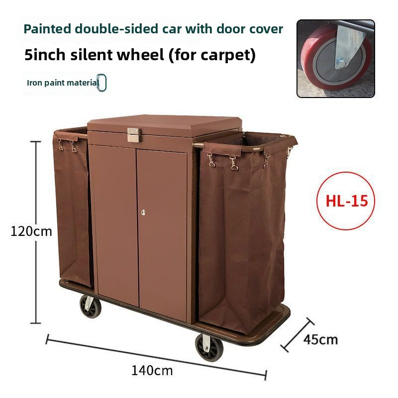 Hotel Linen Cart Manufacturer - Double-Sided with Trolley Door Cover for Guest Room Collection and Cleaning Work