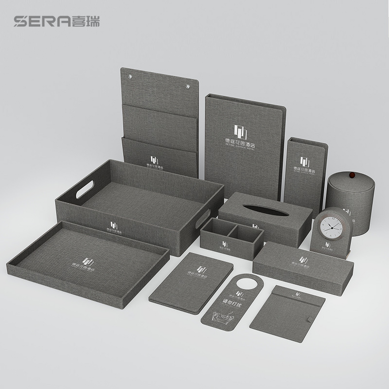 Leather Hotel Amenities Set Manufacturer - High-End Eco Tissue Box Trash Can Memo Tray Direct Factory Supply