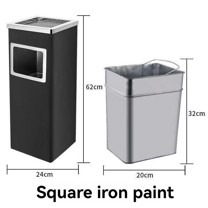 Trash Can Manufacturer - Hotel Lobby Large square Commercial Outdoor Vertical Metal Iron Paint Elevator Entrance Ashtray Trash Can