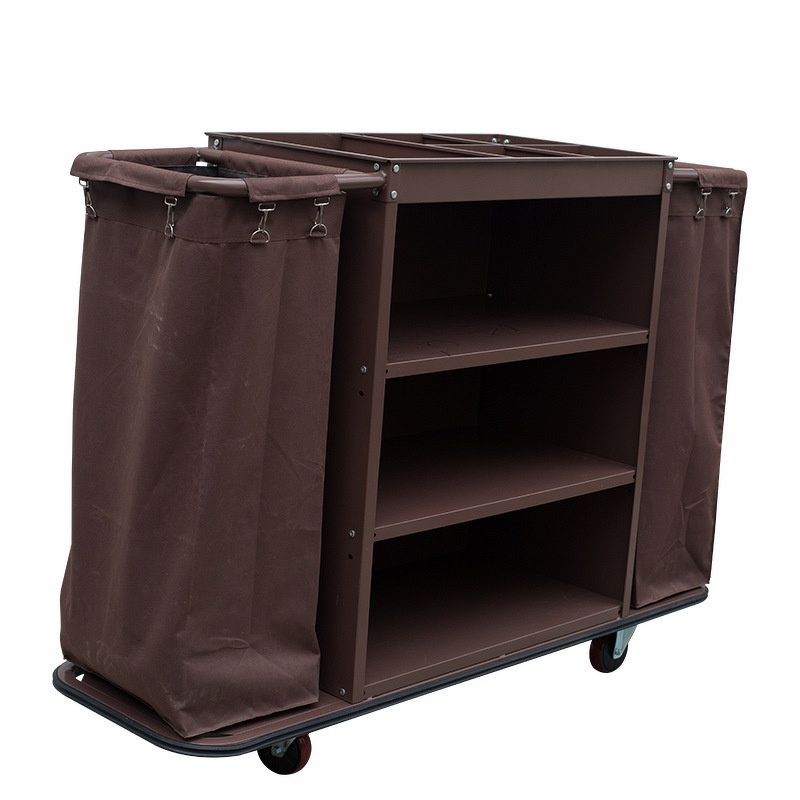 Linen Cart Manufacturer - Multi-Functional for Hotel & Restaurant Special Hand Push Service with Metal Buckets for Room Cleaning