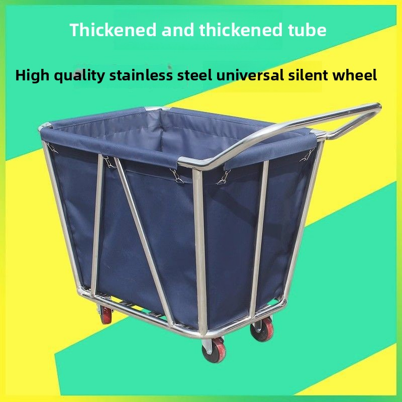Cleaning Cart Manufacturer - Hotel Service Reinforced Stainless Steel with Plastic Linen Conical for Laundry Service